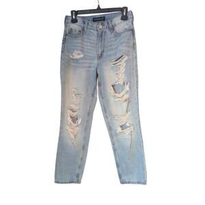 Aeropostale Light Wash Distressed‎ High Rise Mom Jeans Denim Size 2 Y2K